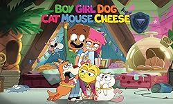 Poster of Boy Girl Dog Cat Mouse Cheese