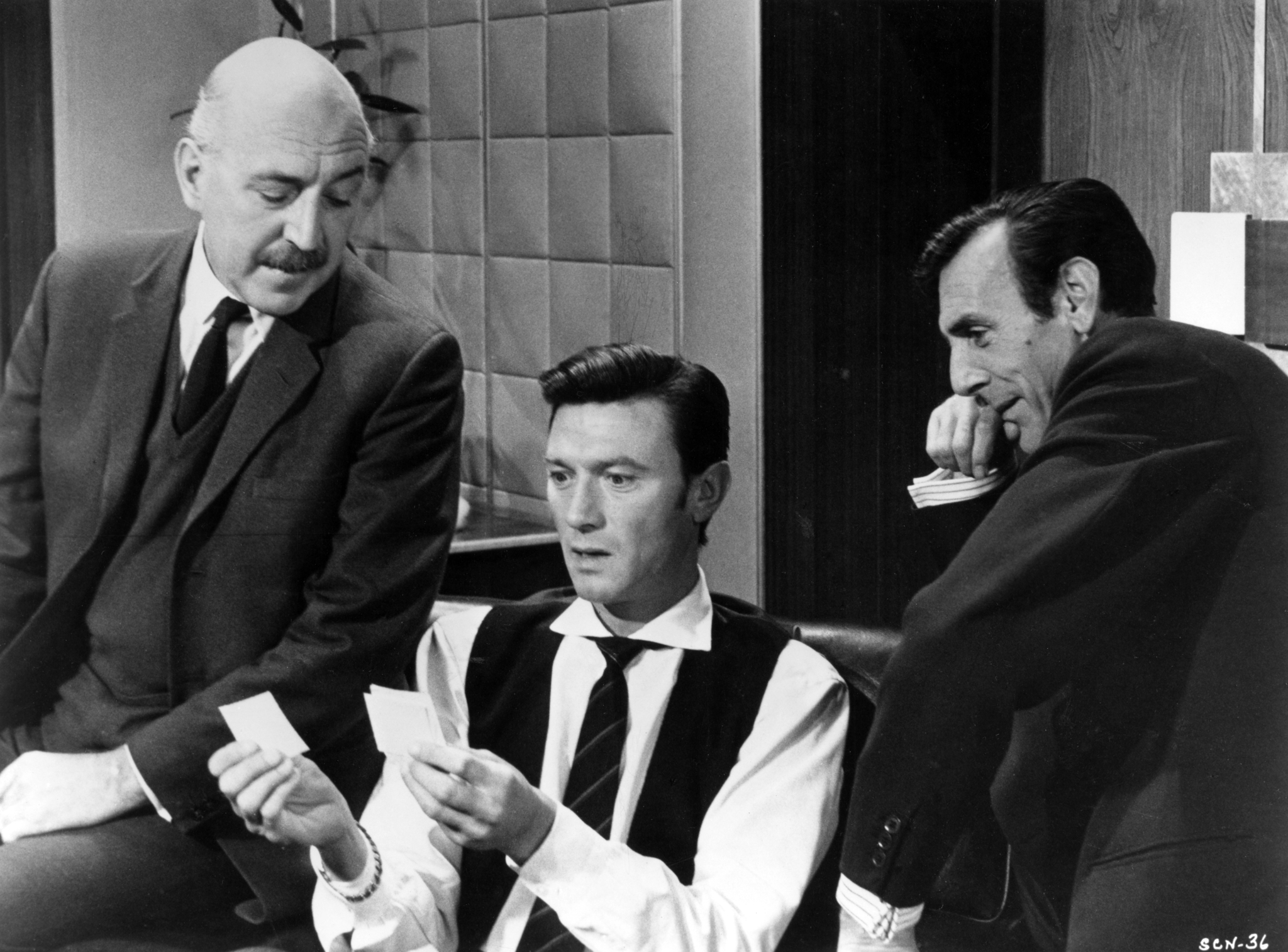 Laurence Harvey, Lionel Jeffries, and Eric Sykes in The Spy with a Cold Nose (1966)