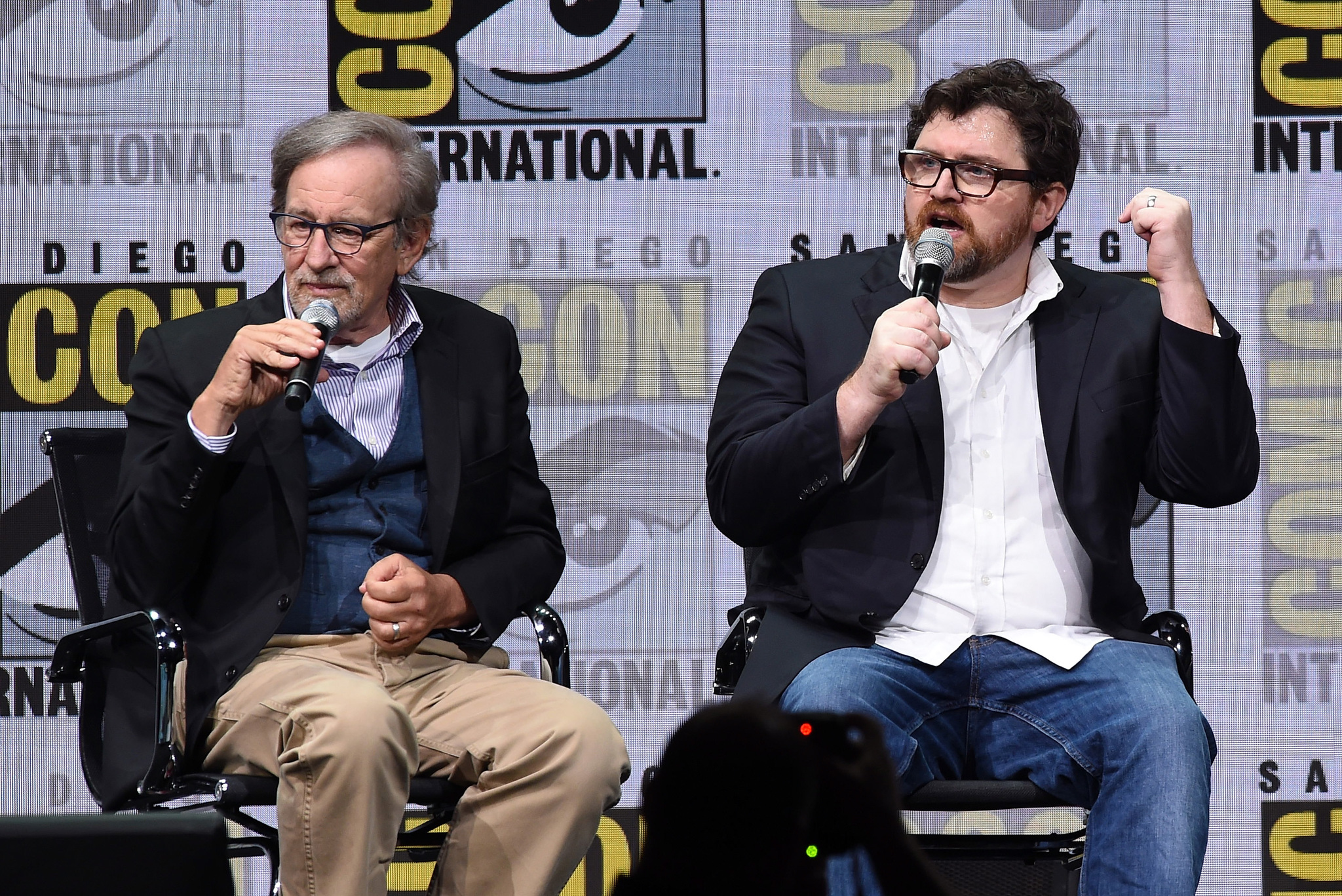 Steven Spielberg and Ernest Cline at an event for Ready Player One (2018)