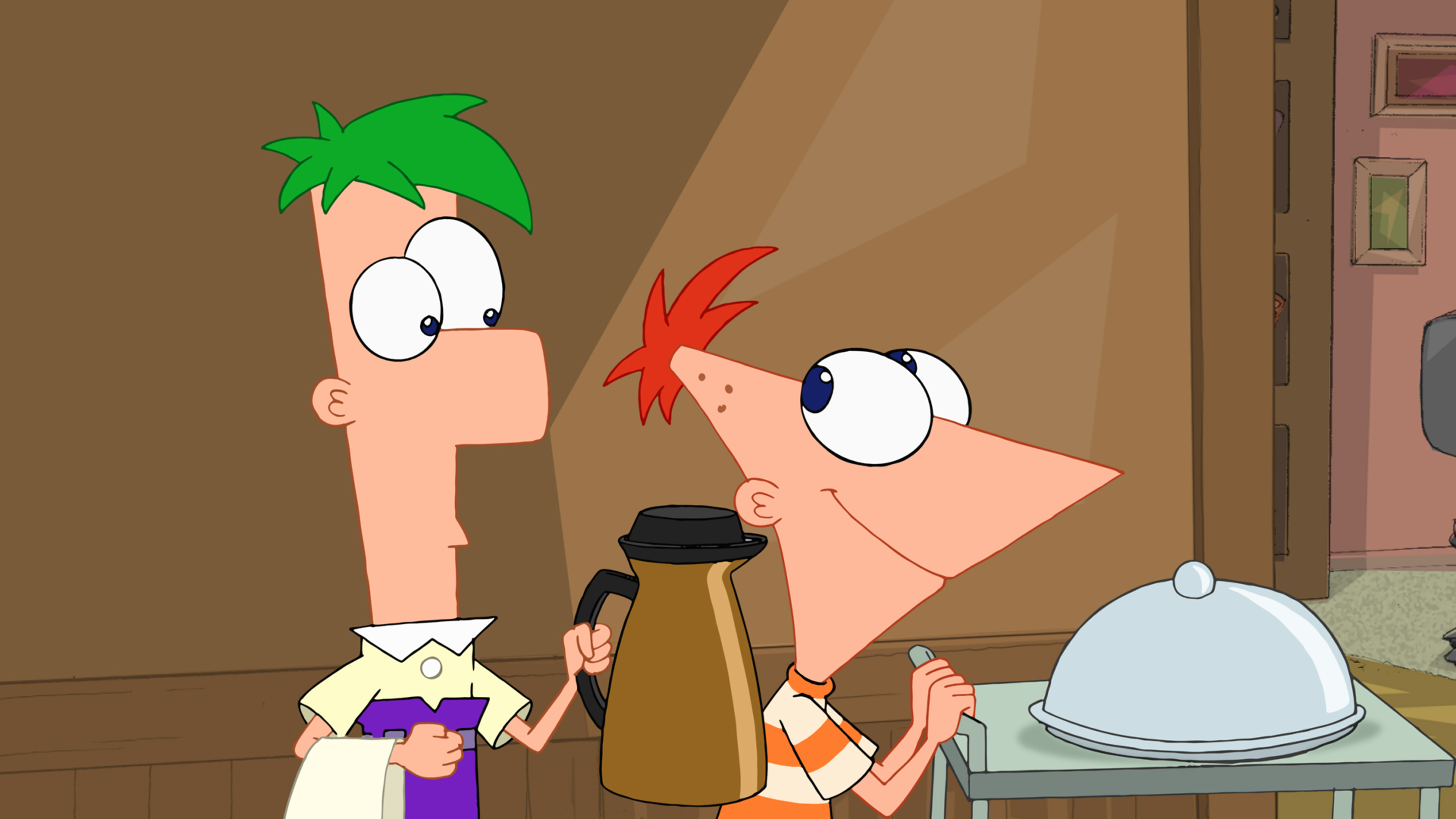 Thomas Brodie-Sangster and Vincent Martella in Phineas and Ferb (2007)