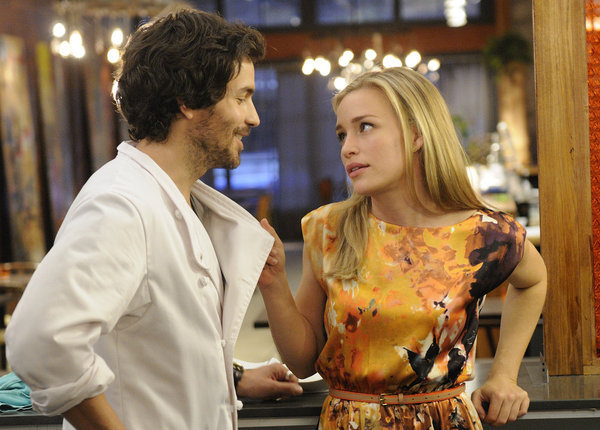 Piper Perabo and Santiago Cabrera in Covert Affairs (2010)