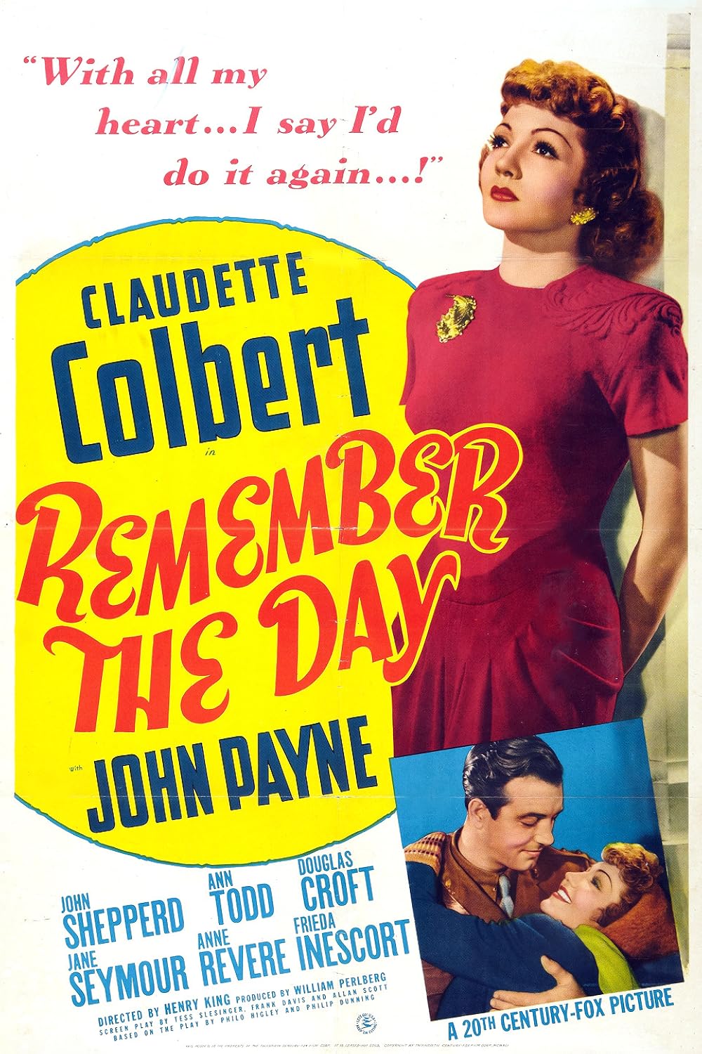 Remember the Day (1941) US one sheet poster