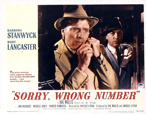 Burt Lancaster and John Bromfield in Sorry, Wrong Number (1948)