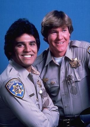 Erik Estrada and Larry Wilcox in CHiPs (1977)