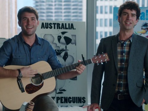 Hamish Linklater and James Wolk in The Crazy Ones (2013)