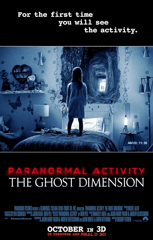 Movie poster for PARANORMAL ACTIVITY: THE GHOST DIMENSION (UA rated)
