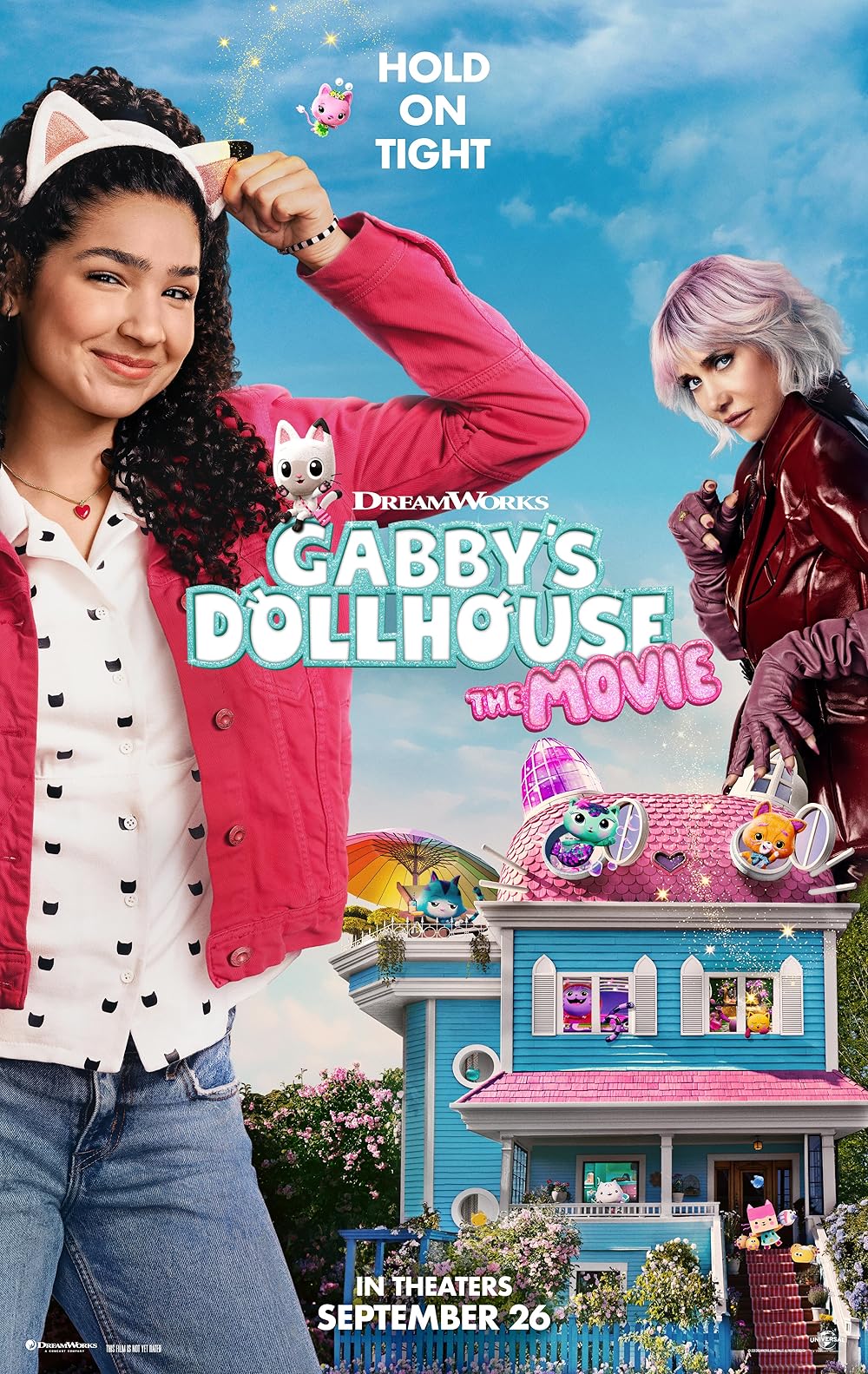 Gabby's Dollhouse Movie 2025 Official Poster featuring Gabby and colorful dollhouse characters