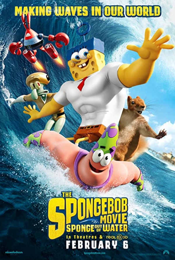 Movie poster for THE SPONGEBOB MOVIE: SPONGE OUT OF WATER (U rated)