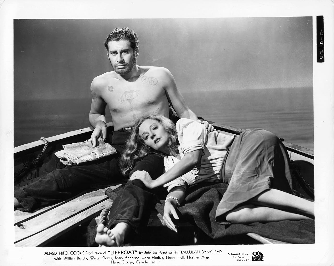 John Hodiak and Tallulah Bankhead in Lifeboat (1944, dir. Alfred Hitchcock)