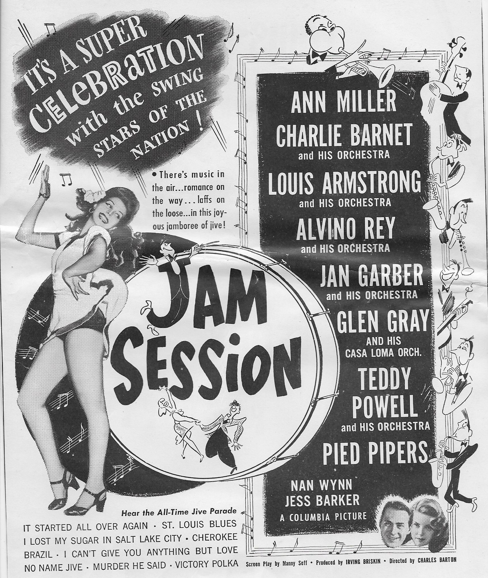 Jess Barker, Ann Miller, and Nan Wynn in Jam Session (1944)