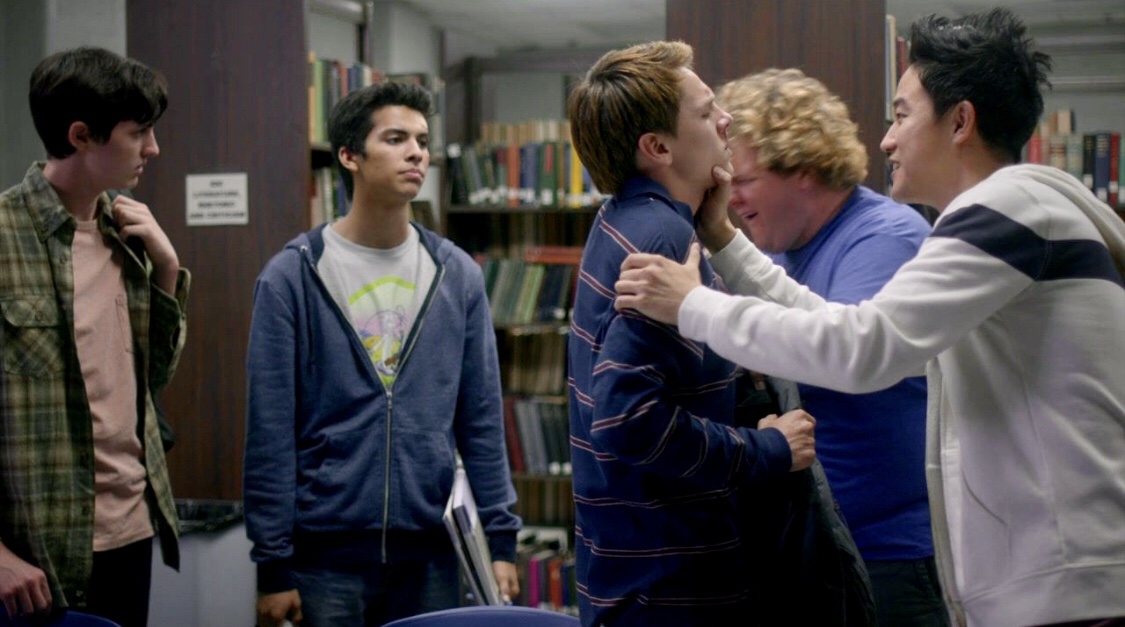 Bo Mitchell, Joe Seo, Jacob Bertrand, Gianni DeCenzo, and Xolo Maridueña in Cobra Kai (2018)