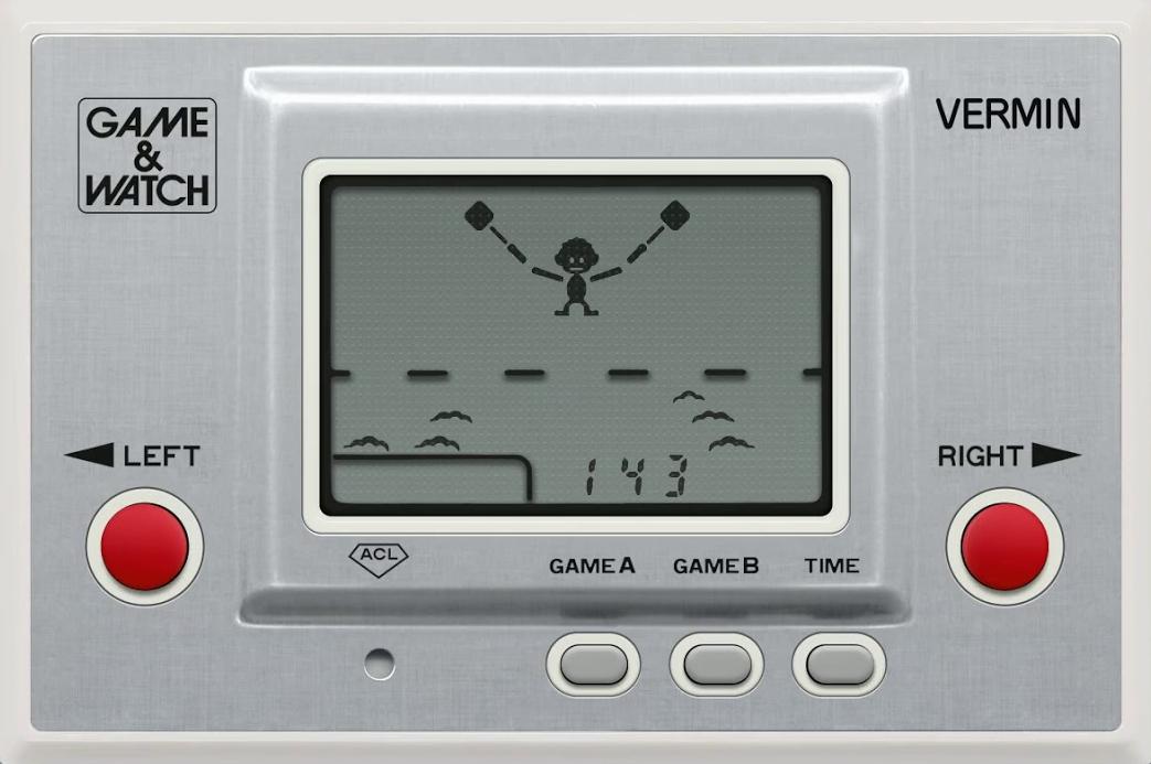 任天堂　 GAME & WATCH 　VERMIN（バーミン） Vermin Nintendo Game & Watch 4k Gameplay - YouTube