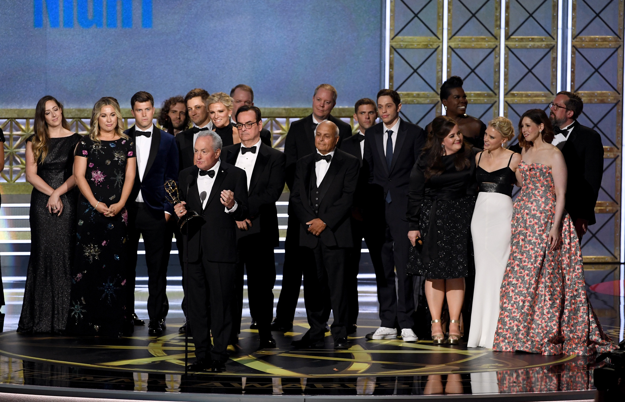 Steve Higgins, Leslie Jones, Kate McKinnon, Lorne Michaels, Mikey Day, Colin Jost, and Heidi Gardner at an event for The 69th Primetime Emmy Awards (2017)