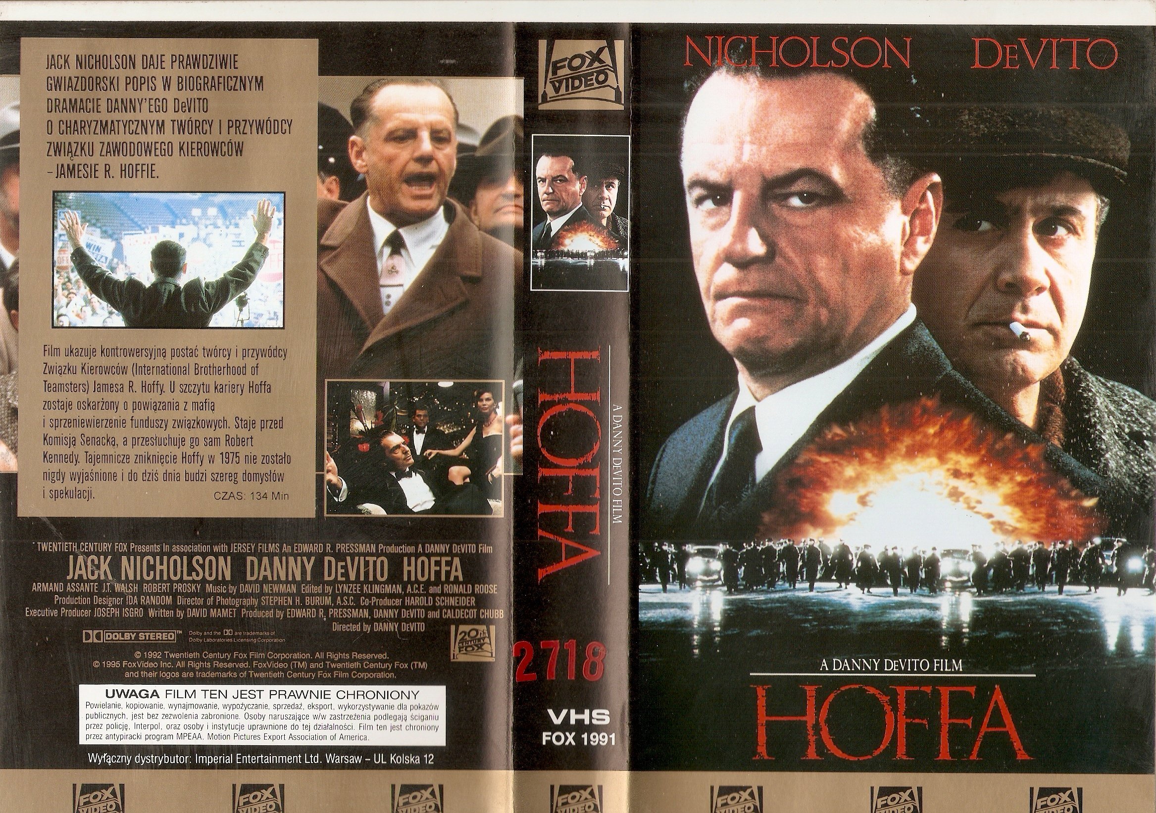 その他 Mafia: Hoffa [VHS] Hoffa 1992 Film VHS Tape Used Jack Nicholson Danny Devito