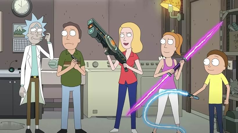 Sarah Chalke, Spencer Grammer, Nolan North, Chris Parnell, Pamela Adlon, Jon Allen, Kari Wahlgren, Dan Harmon, Jackie Buscarino, and Justin Roiland in Rick and Morty (2013)