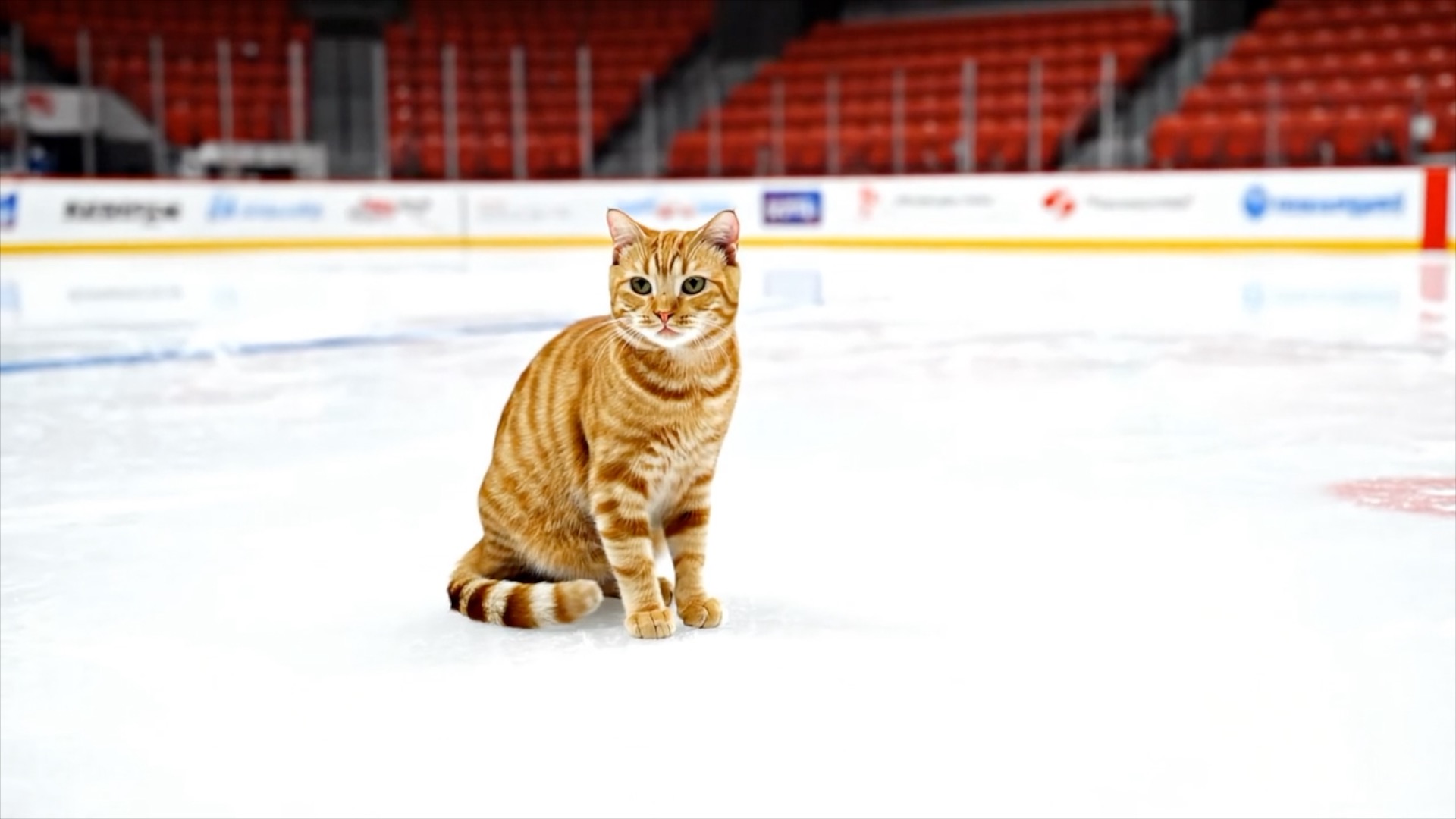 Cat in a Hockey Arena