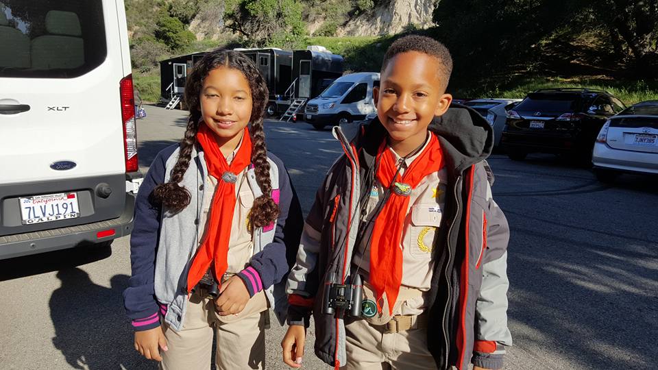 Brandin Stennis and Aliyah Conley on set of The Angry Bird Movie Promo on Nickelodeon