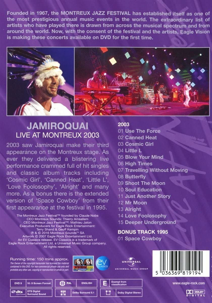 ジャミロクワイ　ライヴアットモントルー jamiroquai Montreux Jamiroquai – Live At Montreux 2003 | Releases | Discogs