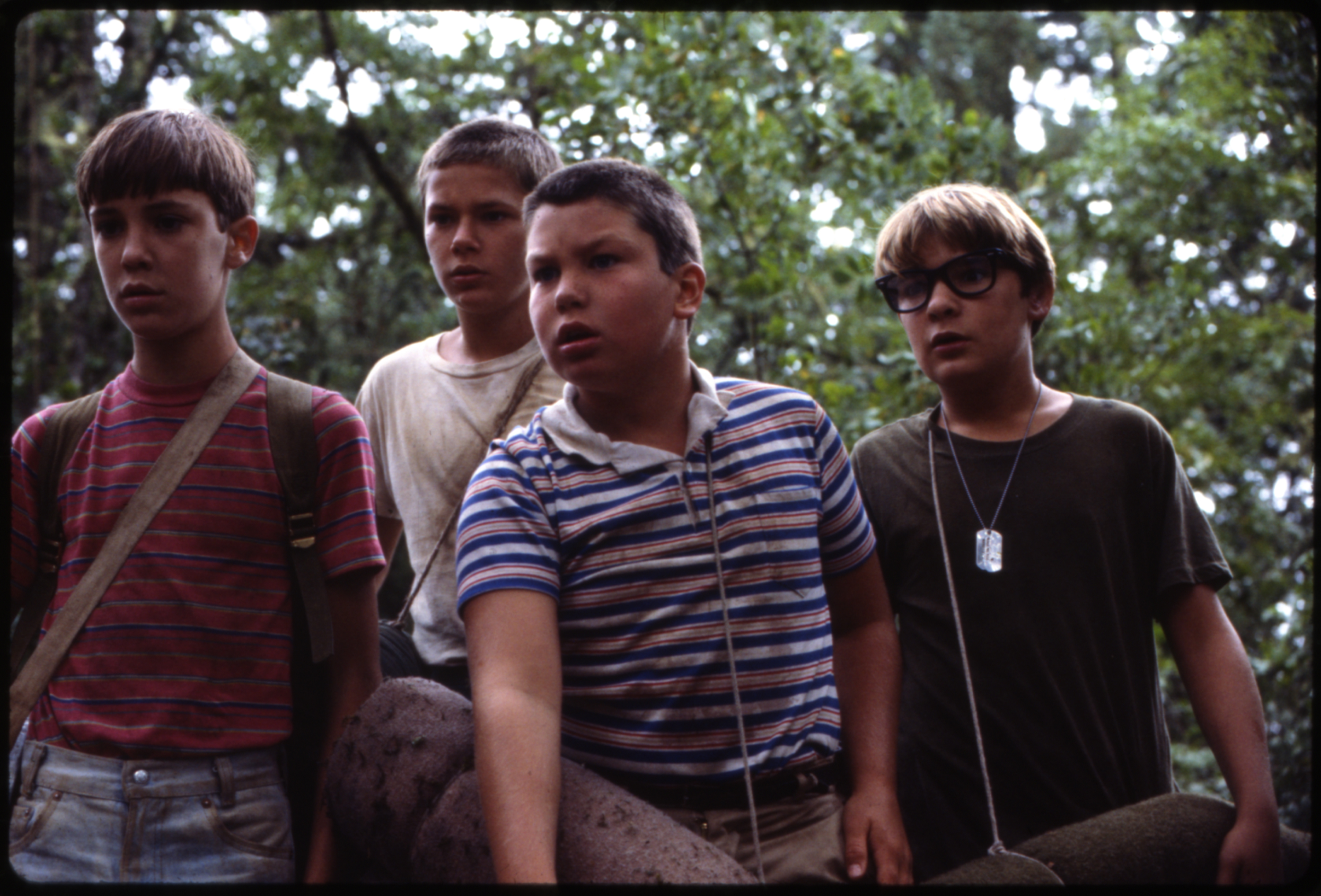 River Phoenix, Corey Feldman, Wil Wheaton, and Jerry O'Connell in Stand by Me (1986)