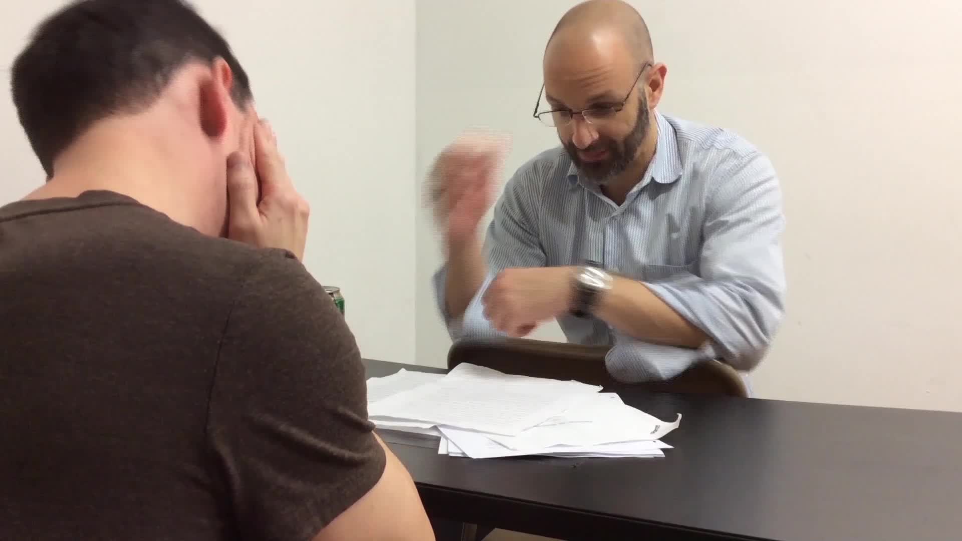 Scene from the play The Pillowman