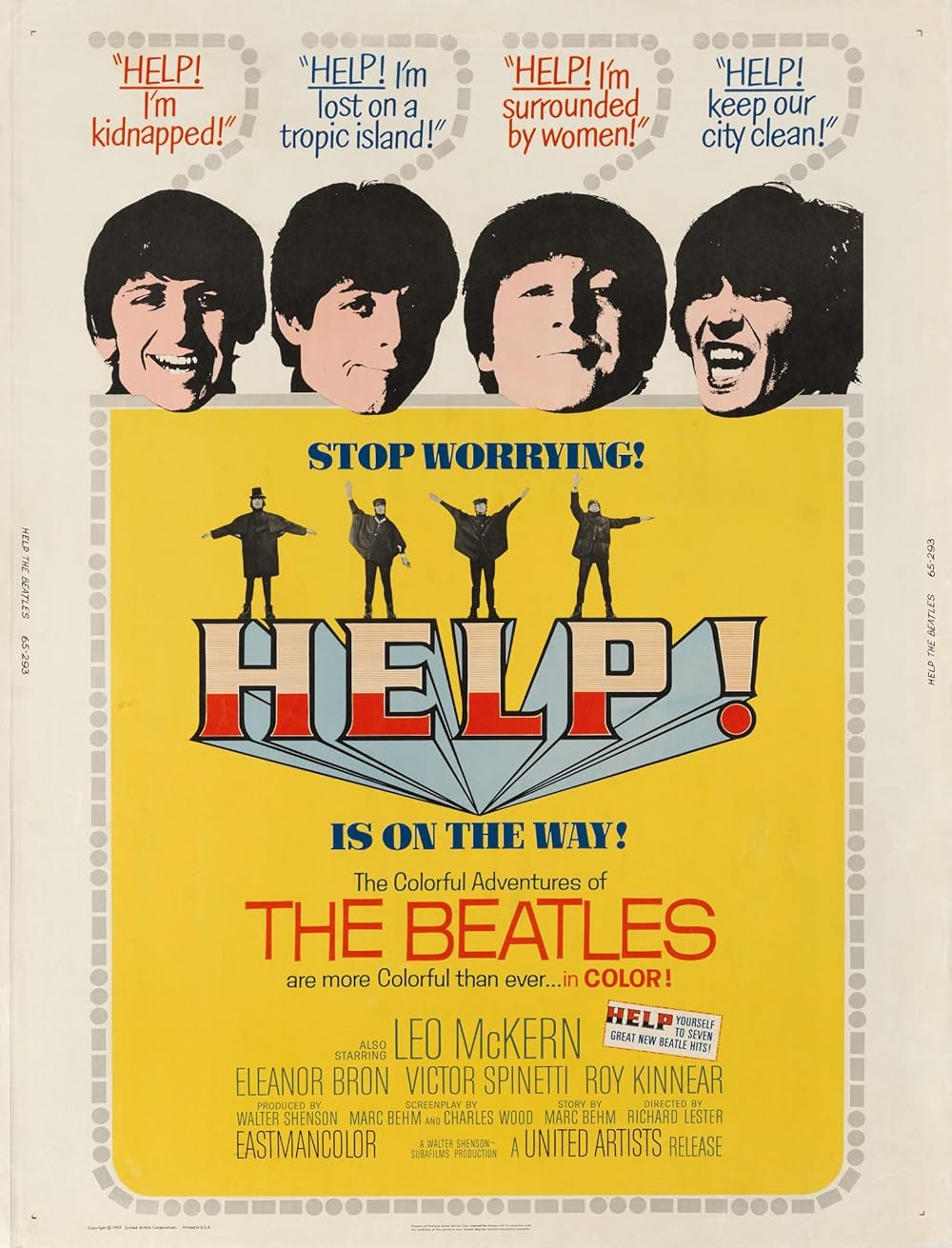 HELP!/BEATLES/オリジナル・ポスター/1965年英国映画/ビートルズ