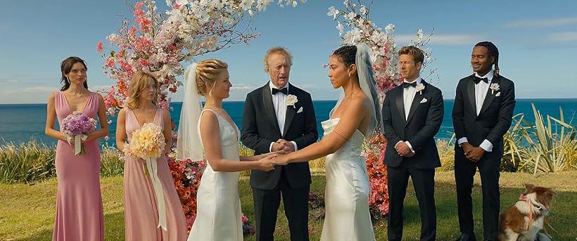 Bryan Brown, Gata, Glen Powell, Maple, Sydney Sweeney, Alexandra Shipp, Hadley Robinson, and Charlee Fraser in Anyone But You (2023)