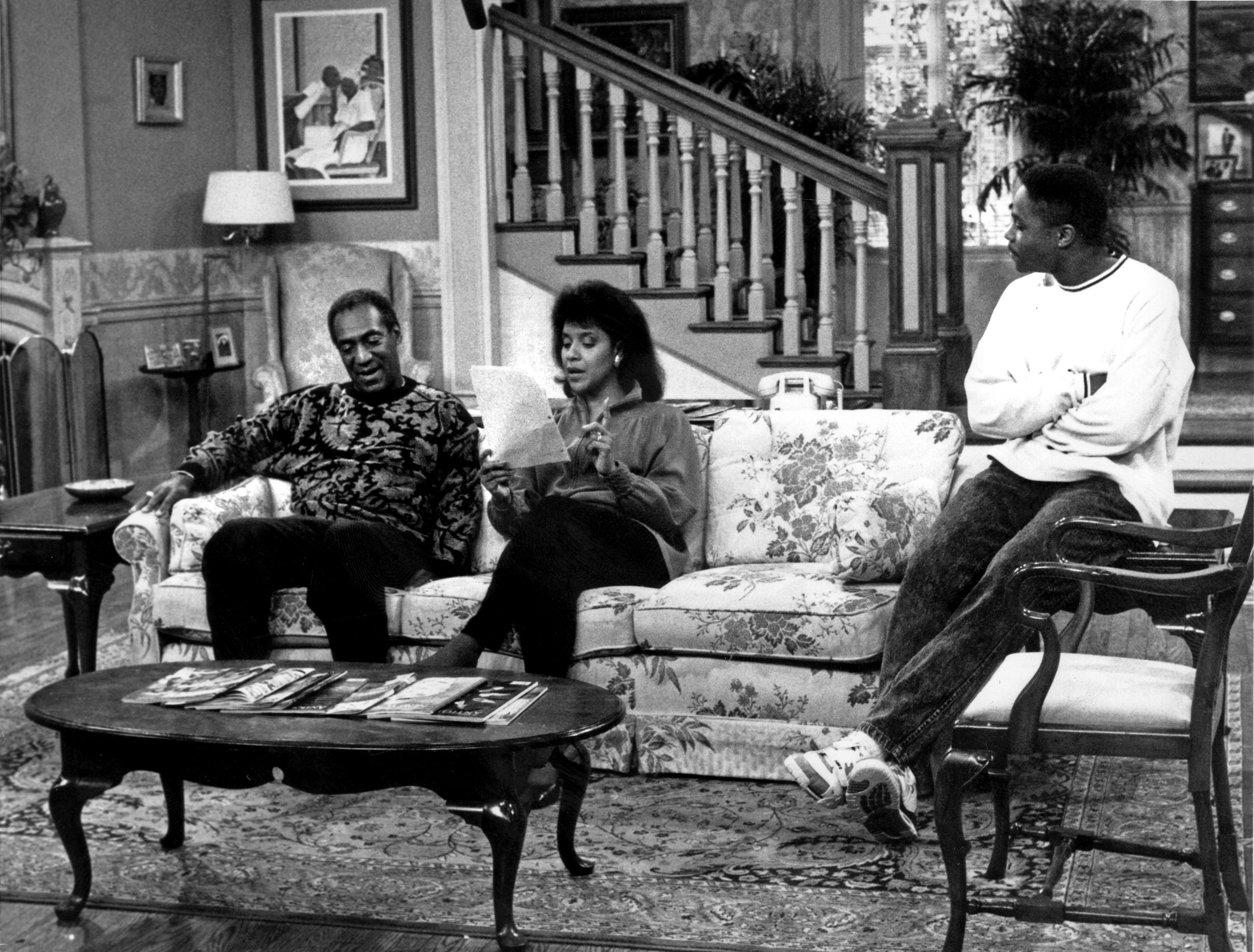 Bill Cosby, Phylicia Rashad, and Malcolm-Jamal Warner in The Cosby Show (1984)