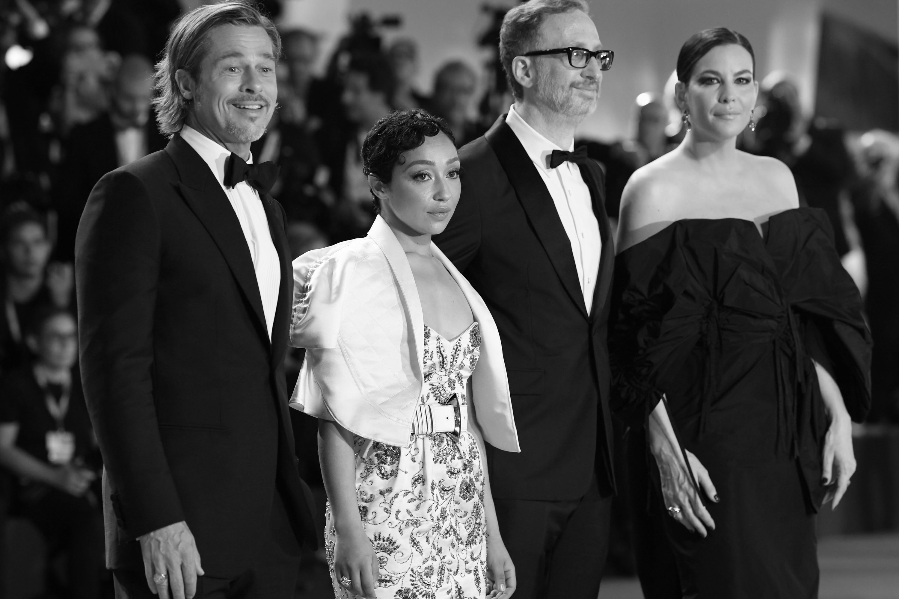 Brad Pitt, Liv Tyler, James Gray, and Ruth Negga at an event for Ad Astra: Rumo às Estrelas (2019)