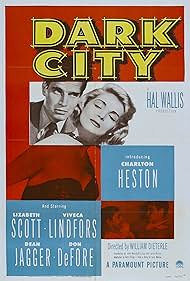 Charlton Heston, Lizabeth Scott, and Jack Webb in Cidade Negra (1950)