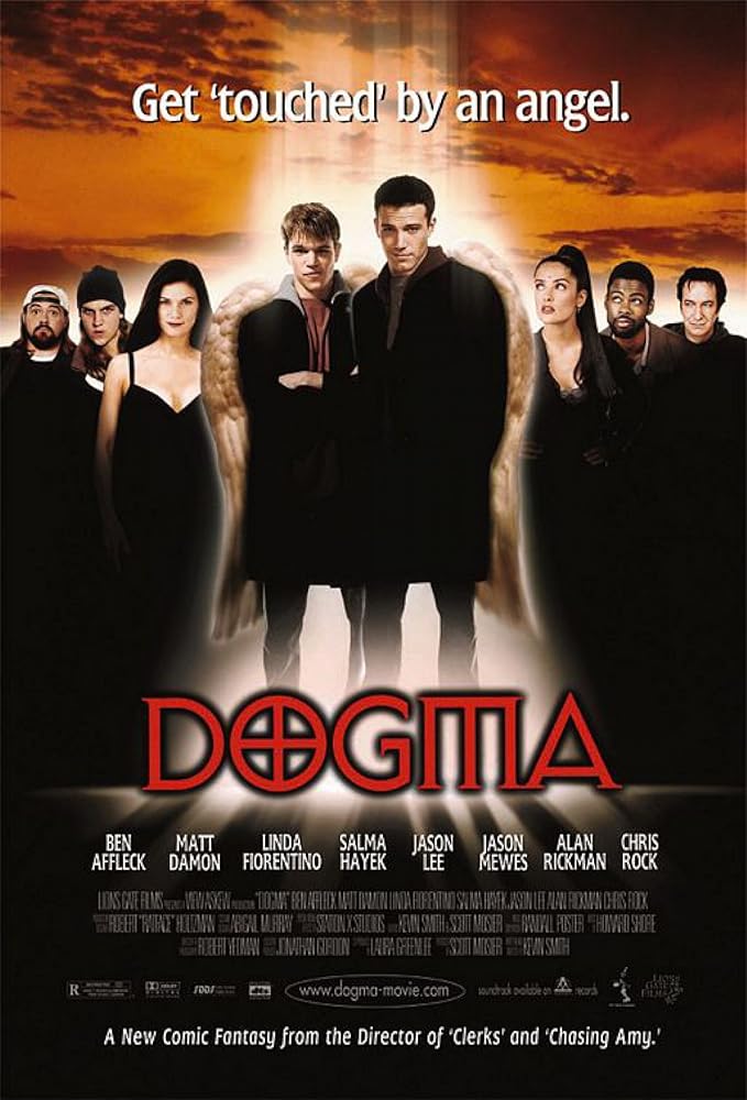 Salma Hayek, Ben Affleck, Matt Damon, Linda Fiorentino, Alan Rickman, Chris Rock, Kevin Smith, and Jason Mewes in Dogma (1999)