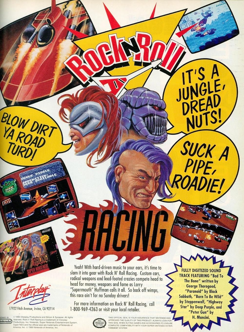 スーパーファミコン ソフト ロックンロールレーシング(Rock n&#39; Roll Racing) ナムコ SFC]ロックンロールレーシング(Rock n' Roll Racing)