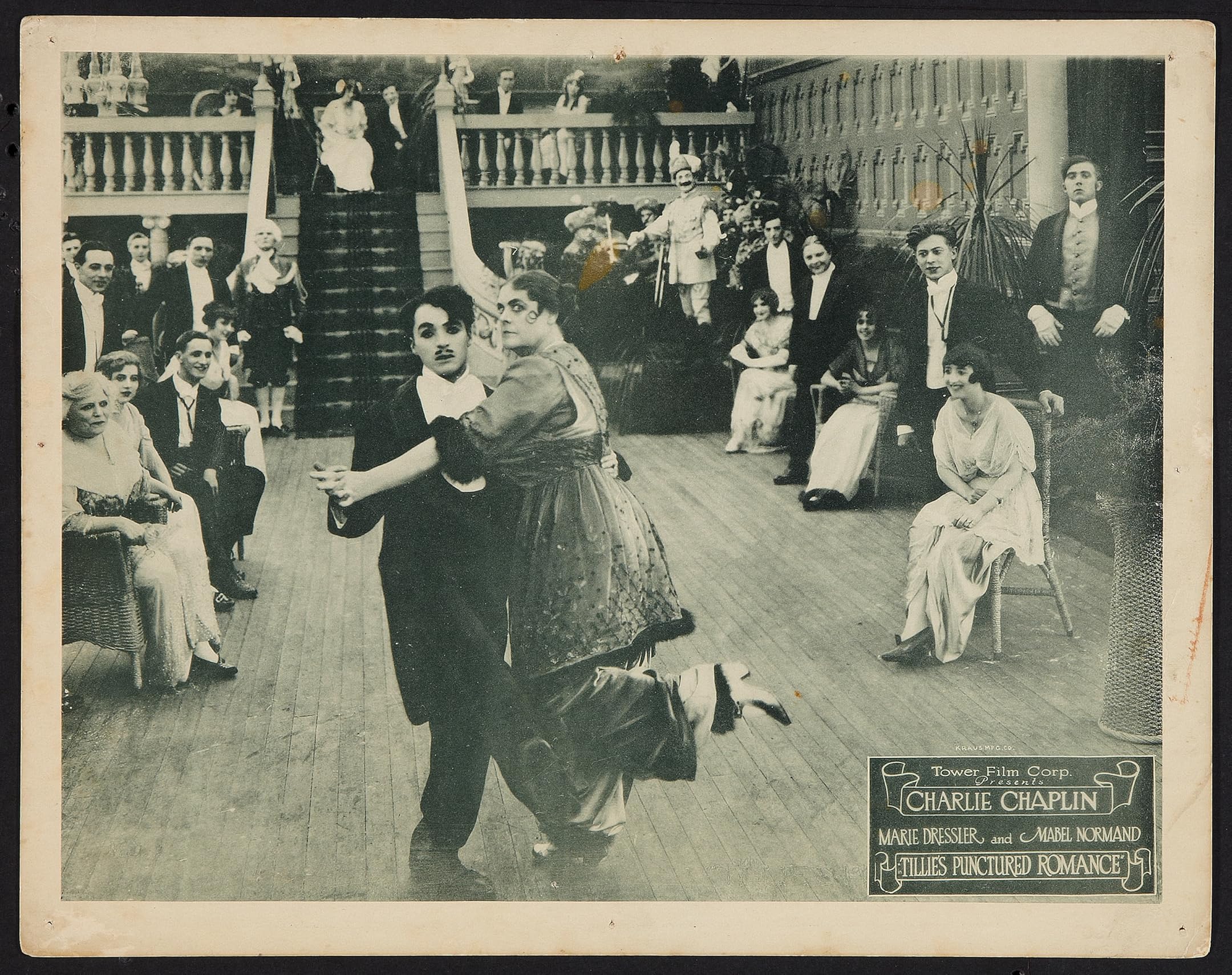 Charlie Chaplin and Marie Dressler in Tillie's Punctured Romance (1914) US 1918 reissue lobby card