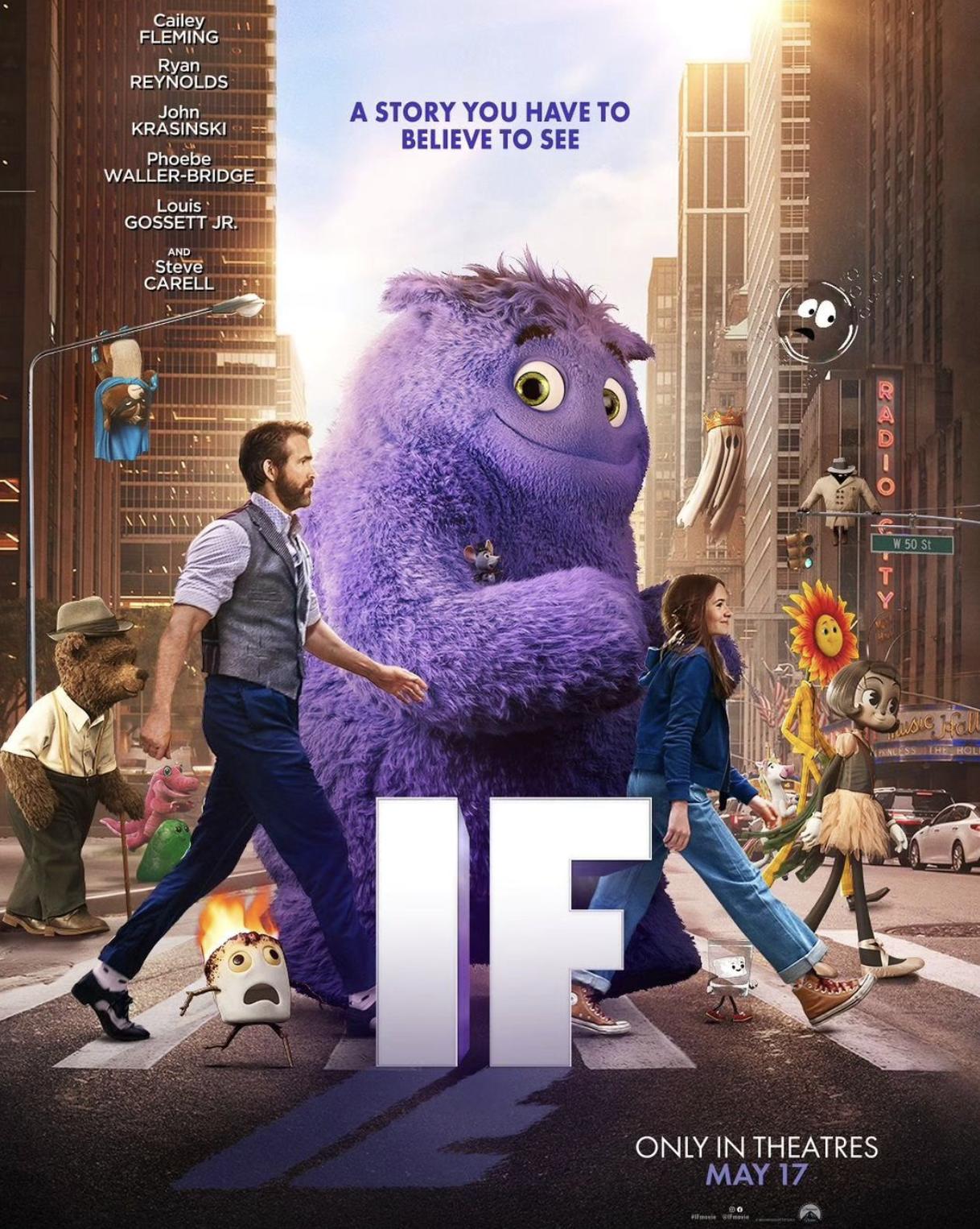 Matt Damon, Louis Gossett Jr., Ryan Reynolds, Steve Carell, Bradley Cooper, Matthew Rhys, Maya Rudolph, John Krasinski, Keegan-Michael Key, Emily Blunt, Phoebe Waller-Bridge, Awkwafina, and Cailey Fleming in IF (2024)