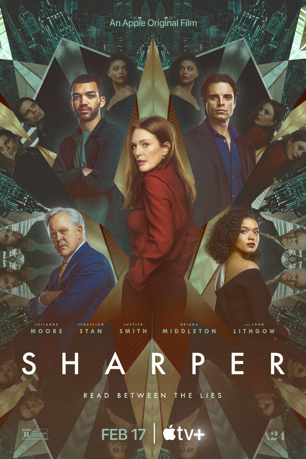 Sharper (2023) Review – A Slick Con Thriller with Star Power Julianne Moore & Sebastian Stan in Sharper (2023) – promotional still