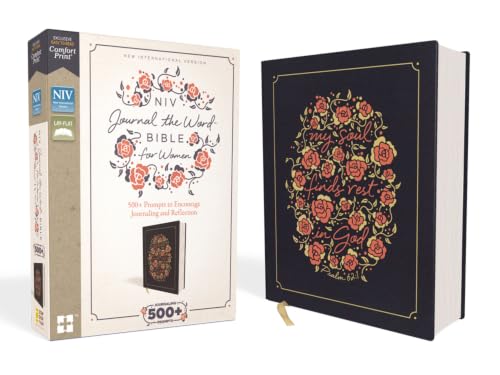 NIV, Journal the Word Bible for Women, Cloth over Board, Navy, Red Letter Edition, Comfort Print: 500+ Prompts to Encourage Journaling and Reflection book cover