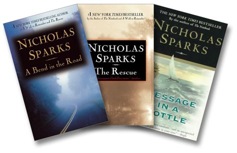 Nicholas Sparks Love Stories Three Book Set (A Bend In The Road, The Rescue, Message In A Bottle) book cover