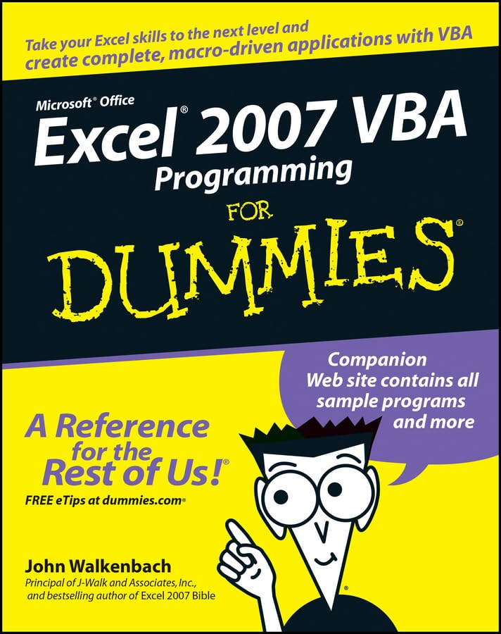 Excel 2007 VBA Programming for Dummies book cover
