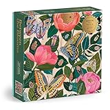 Galison Between The Blooms – 1000 Piece Foil Jigsaw Puzzle Featuring Beautiful Artwork of Butterflies Nestled in Blooming Flowers