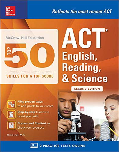 McGraw-Hill Education: Top 50 ACT English, Reading, and Science Skills for a Top Score, Second Edition book cover