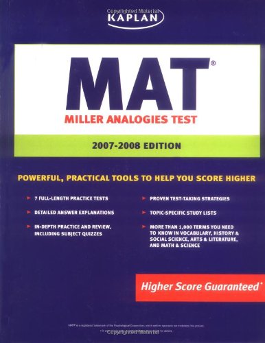 Kaplan MAT, 2007-2008 Edition: Miller Analogies Test (Kaplan Mat) book cover