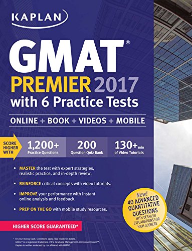 GMAT Premier 2017 with 6 Practice Tests: Online + Book + Videos + Mobile book cover
