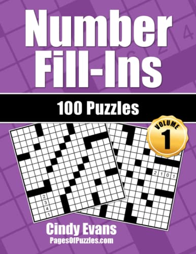 Number Fill-Ins - Volume 1: 100 Fun Crossword-Style Fill-In Puzzles with Numbers Instead of Words book cover