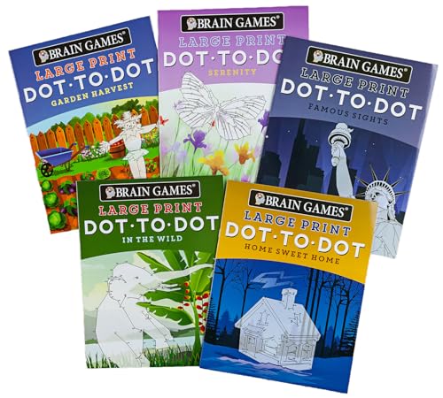 Brain Games 5 Booklet Set - Large Print Dot to Dot book cover