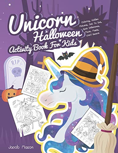Unicorn Halloween Activity Book For Kids book cover