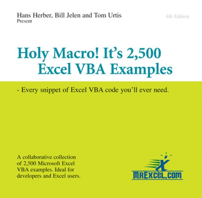 Holy Macro! It's 2,500 Excel VBA Examples: Every Snippet of Excel VBA Code You'll Ever Need book cover