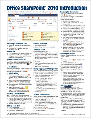 Microsoft SharePoint 2010 Quick Reference Guide: Introduction (Cheat Sheet of Instructions, Tips & Shortcuts - Laminated Card) book cover