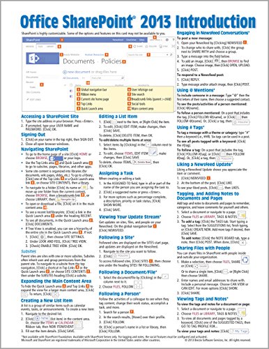 Microsoft SharePoint 2013 Quick Reference Guide: Introduction (Cheat Sheet of Instructions, Tips & Shortcuts - Laminated Card) book cover