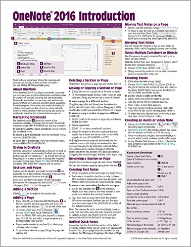 OneNote 2016 Introduction Quick Reference Guide - Windows Version (Cheat Sheet of Instructions, Tips & Shortcuts - Laminated Card) book cover