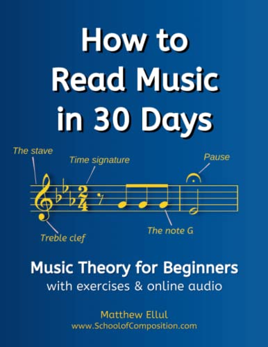 How to Read Music in 30 Days: Music Theory for Beginners - with exercises & online audio book cover