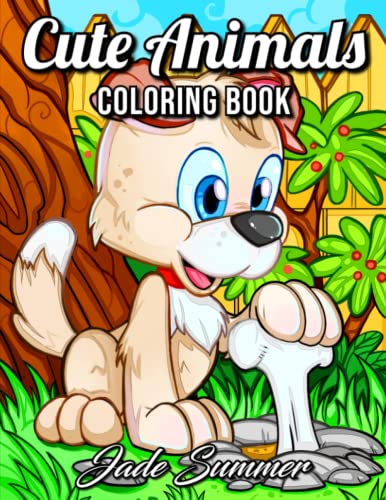 Cute Animals: An Adult Coloring Book with Fun, Easy, and Relaxing Coloring Pages for Animal Lovers book cover